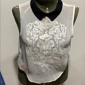 Cute embroidered sheer crop top that zips in back